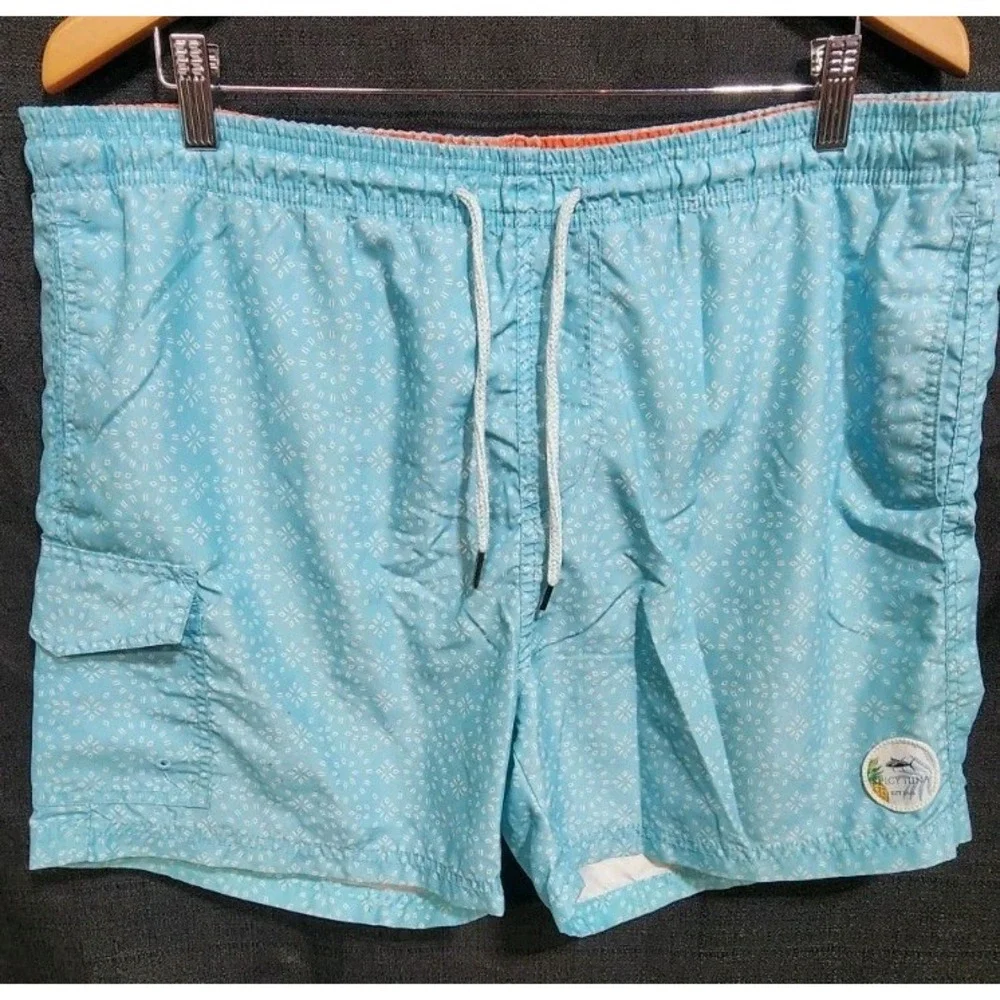 Spicy Tuna Blue Lined Swim Trunks UV 50+ Sz Lg 5.5